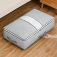 thumbnail image 1 of Underbed Storage Bag Foldable Organizer | Breathable Nonwoven Fabric | Zippered with Clear Window & Reinforced Handles | Fits Blankets Clothes Comforters | 45L Gray | 31.5x18.5x5.9in, 1 of 7