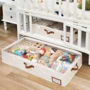 Underbed Storage Bag Home Textile Storage Home & Garden Foldable Zipper Organizer with Transparent Window for Clothes and Blankets