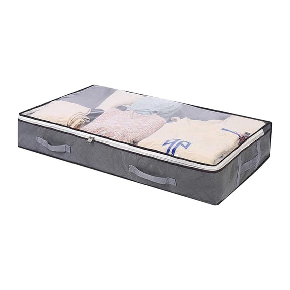 Underbed Storage Bags for Clothes, Large Capacity Non Woven Storage Containers with Clear Window and Reinforced Handles, Zippered Organizer for Comforters Blankets Attic Closet