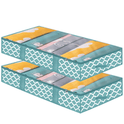Underbed Storage Bags Containers 2 Pack - Large Capacity Under Bed Storage Box with 4 Handles and Sturdy Zippers,Clear Window for Blankets,Clothes,Comforters
