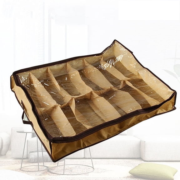 Underbed Storage Basket with Rollers | Pull Out Sliding Drawer Organizer | Brown Non-Woven Fabric Shoe Rack Box | 30x3x3cm Under Sofa Bed Organizer