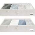thumbnail image 1 of Underbed Storage Box with Clear Window and Sturdy Structure, Foldable Underbed Storage Bins for Clothes, Blankets and Shoes, Gray and White Stripes, Large, 2 Pack, 1 of 17