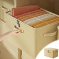 thumbnail image 1 of Underbed Storage Box with Lock Beige Color Large Capacity for Blanket Clothes, Foldable Fabric Bin with Reinforced Handles, Dustproof Organizer for Closet Dorm Apartmentsyligr, 1 of 8