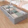 thumbnail image 1 of Underbed Storage Box with Pull-Out Handle | Large Capacity Fabric Storage Container for Clothes, & Bedding | Dorm, Home & Closet Organizer | Gray Non-Woven Fabric Storage Bin, 1 of 6