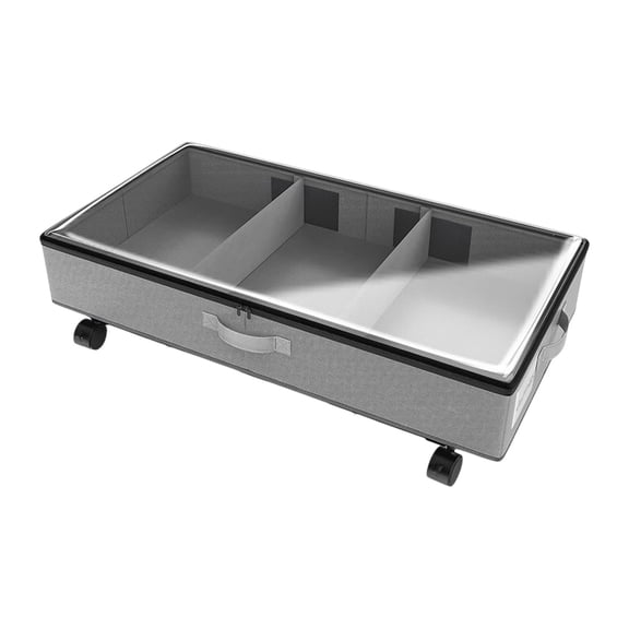 Underbed Storage Box with Wheels 30.71x16.54in Large Capacity Thickened Oxford Cloth Organizer Foldable Rolling Storage Bin (Gray)