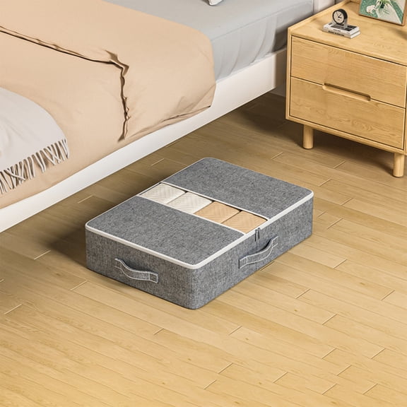 Underbed Storage Container Bags With Lid,Large Foldable Sturdy Clothes Storage Drawer Organizer,Ultra Thick Fabric Blanket Shoe Storage Box,for Bedroom,Dorm,Sofa,Four Sizes Available
