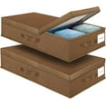 thumbnail image 1 of Underbed Storage Containers Bin with Lids (2pcs) Large Under Bed Storage Organizer Box with Handle, Foldable Under the Storage Bags for Organizing Clothes, Shoes, Blankets, Pillows-Dark brown, 1 of 7