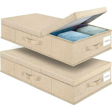 Underbed Storage Containers Bin with Lids (Set of 2) Large Foldable Under Bed Storage Organizer Bags with Handle for Organizing Clothes,Blankets