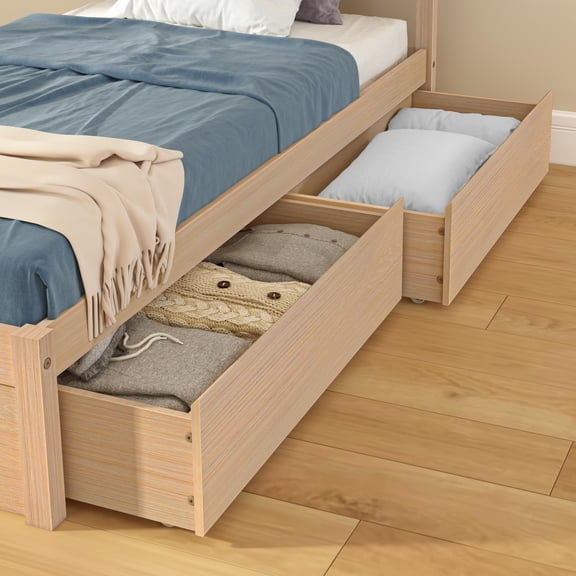Underbed Storage Drawers 2-Pack, Embossed Natural Wood Finish