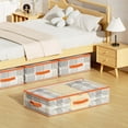 thumbnail image 1 of Underbed Storage Organizer | Large Clothes Storage Box | Flat Design, Visible PVC, Thick Cationic Fabric, Foldable, Multi-Use | Gray, 1 of 5