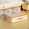 thumbnail image 1 of Underbed Storage Organizer | Large Clothes Storage Box | Flat Design, Visible PVC, Thick Cationic Fabric, Foldable, Multi-Use | Gray, 1 of 5