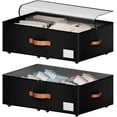 thumbnail image 1 of Underbed Storage With Wheels,Large Capacity 10 inches Height Storage Bins,Rolling Underbed Shoe Storage Containers,Underbed Storage Drawers for clothes & blankets (black, 10inch height), 1 of 12