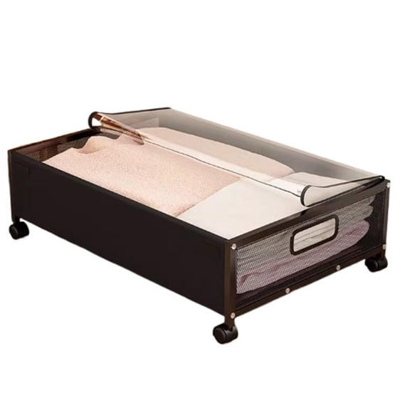 Underbed storage box flat push-pull household items with wheels