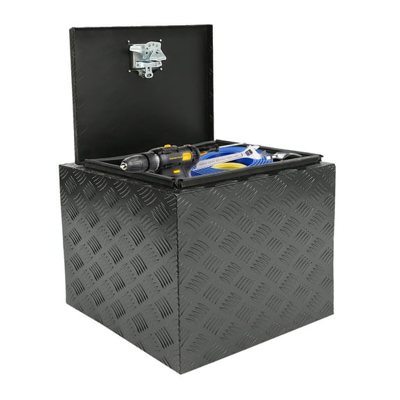 Underbody Aluminum Truck Tool Box W/Keys 18" Trailer RV Tool Storage Underbody Bed Tool Box Trailer Pickup Underbody Truckbed Storage - Black