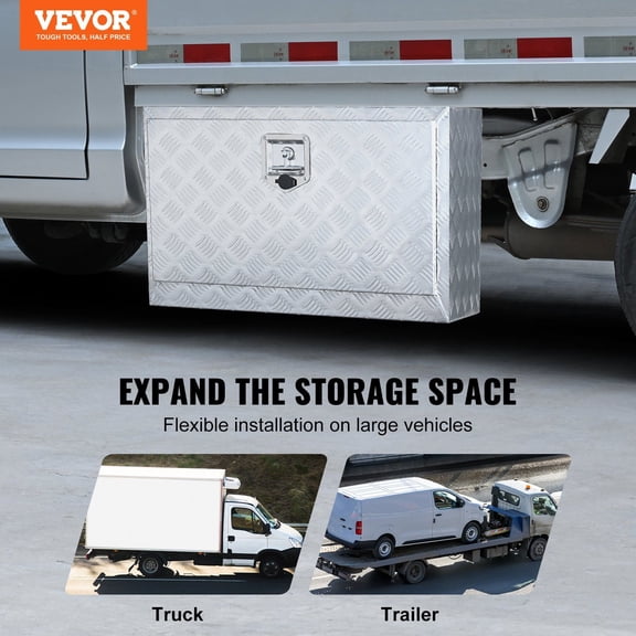 Underbody Truck Box,30"14"16"Pickup Storage Box,Heavy Duty Aluminum Diamond Plate Tool Box with Lock&Keys,Waterproof Trailer Storage Box with T-Handle Latch for Truck,Van,Trailer