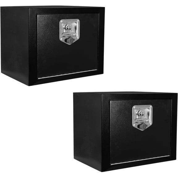 Underbody Truck Tool Box 2 Pack,Heavy Duty Steel Truck Storage Organizer for Pick Up Truck Bed RV Trailer, Waterproof Tool Box Chest with T-Handle Lock, Black (Pack of 2)