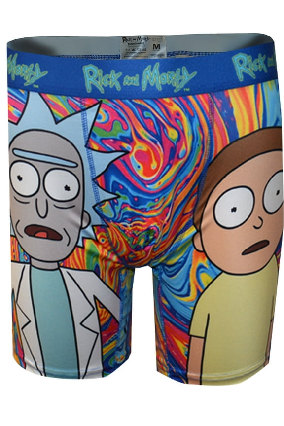 Mens Rick and Morty Psychadelic Swirl Performance Boxer Briefs (Medium)
