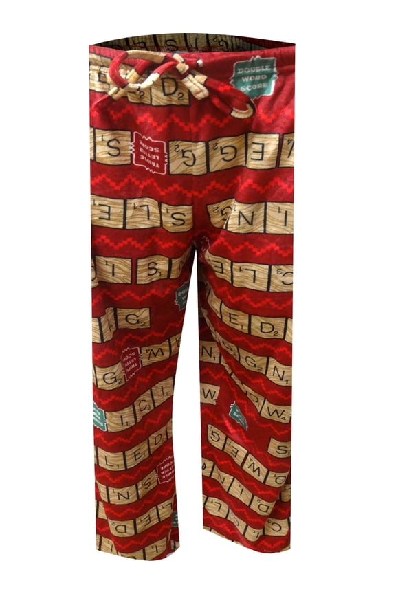 Mens Scrabble Board Christmas Words Silky Fleece Lounge Pants (Large)