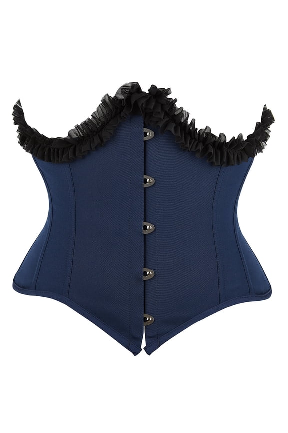 Underbust Corset Top Bustier Women Lace up Boned Gothic Waist Trainer Fashion Plus Size Blue XS