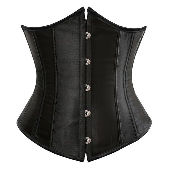 Stay Corset Underbust Corset Top Women Satin Lace Up Boned Underbust Corset Gothic Corset Black 4XL