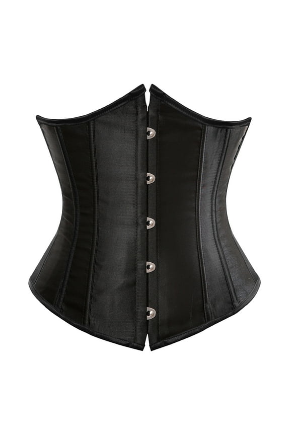 Underbust Corset Top Women Satin Lace Up Boned Underbust Corset Gothic Corset Black 6XL