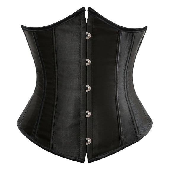 Stay Corset Underbust Corset Top Women Satin Lace Up Boned Underbust Corset Gothic Corset Black L