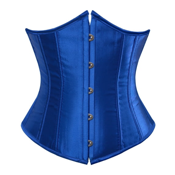 Stay Corset Underbust Corset Top Women Satin Lace Up Boned Underbust Corset Gothic Corset Blue XS