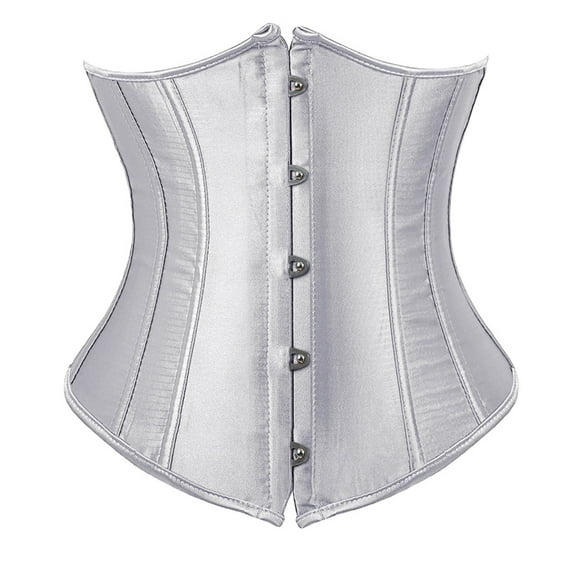 Stay Corset Underbust Corset Top Women Satin Lace Up Boned Underbust Corset Gothic Corset Gray S