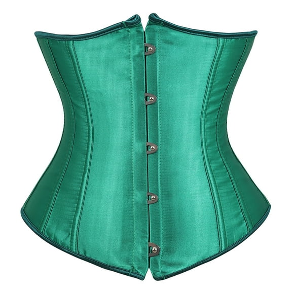 Stay Corset Underbust Corset Top Women Satin Lace Up Boned Underbust Corset Gothic Corset Green S