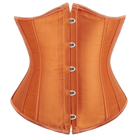 Stay Corset Underbust Corset Top Women Satin Lace Up Boned Underbust Corset Gothic Corset Orange S