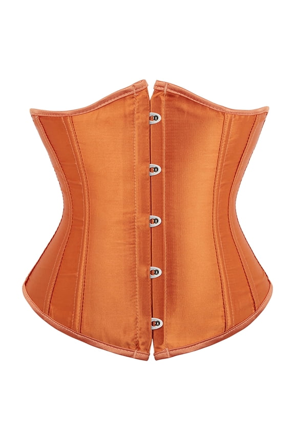 Underbust Corset Top Women Satin Lace Up Boned Underbust Corset Gothic Corset Orange S