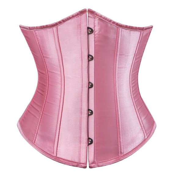 Stay Corset Underbust Corset Top Women Satin Lace Up Boned Underbust Corset Gothic Corset Pink 3XL