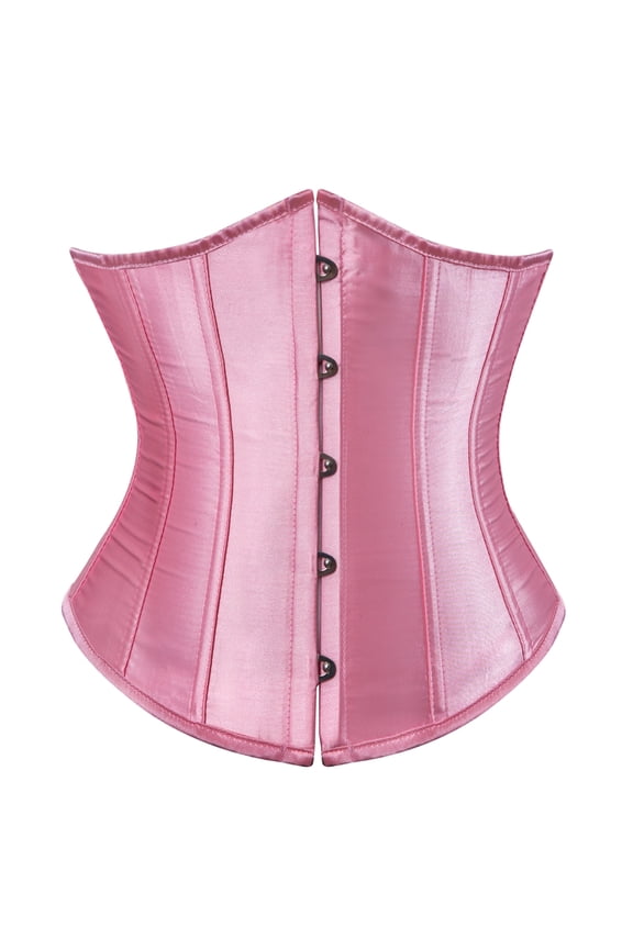 Underbust Corset Top Women Satin Lace Up Boned Underbust Corset Gothic Corset Pink 6XL