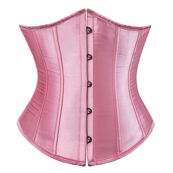 Stay Corset Underbust Corset Top Women Satin Lace Up Boned Underbust Corset Gothic Corset Pink S