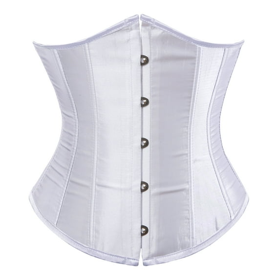 Stay Corset Underbust Corset Top Women Satin Lace Up Boned Underbust Corset Gothic Corset White XS