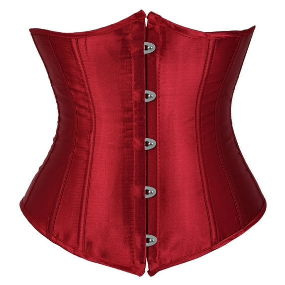 Stay Corset Underbust Corset Top Women Satin Lace Up Boned Underbust Corset Gothic Corset Winered S