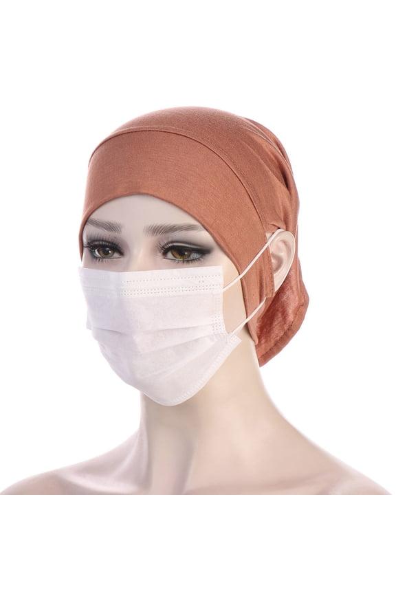 Undercaps for Hijab No Slip, Audhol Muslim Hijab Undercap with Ear Hole Underscarf inner Cap Jersey Hijabs Bonnet Caps Turban Under Cap with Ear Cut Outs for Headphones Hats Hijab Cap Brown One Size