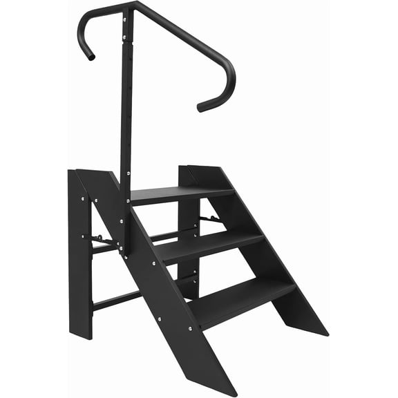 Undercat 3 Step Ladder, Folding Step Stool with Adjustable Height Handrail, 242.51 lbs Load Capacity, Outdoor Camper Steps, for Reaching High, RV, SPA Pool, Pet Stairs