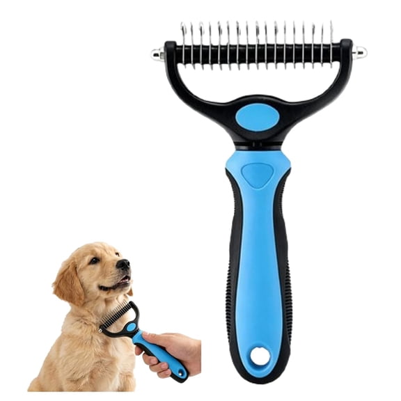 Undercoat Rake for Dogs & Cats, Pet Dematting Comb with Double Sided Blades, Grooming Tool for Mats and Tangles