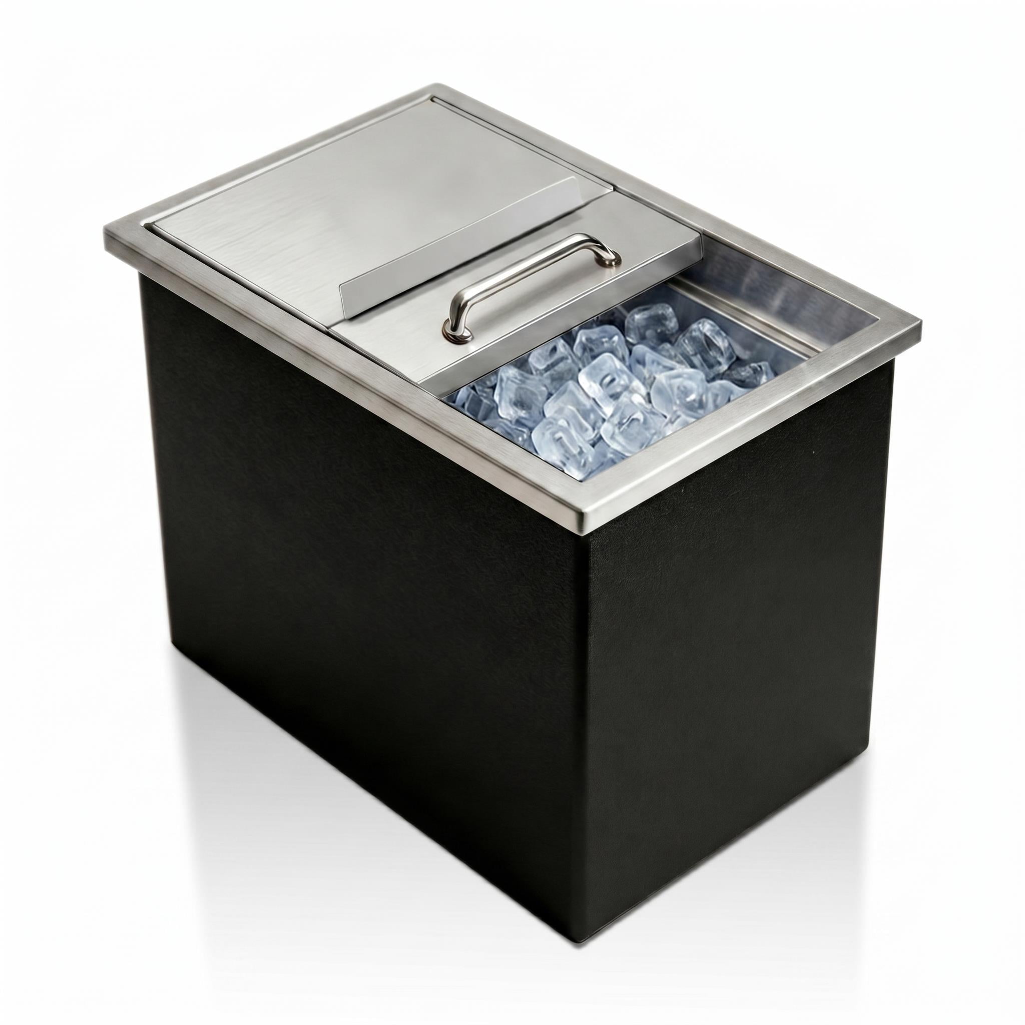 Undercounter Drop In Ice Chest,Stainless Steel Ice Cooler With 201 Grade Metal,Sliding Cover Prevents Debris Contamination,Commercial Ice Bin For Home Bar Or Cafe,52 L