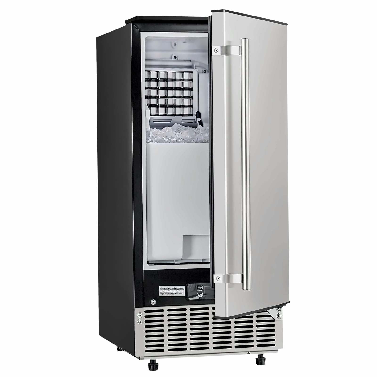 Undercounter Ice Maker 80 Lbs/Day, Built-in Stainless Steel Ice Machine, Freestanding Ice Maker for Home Kitchen & Commercial Use, Electric Drain Compatible