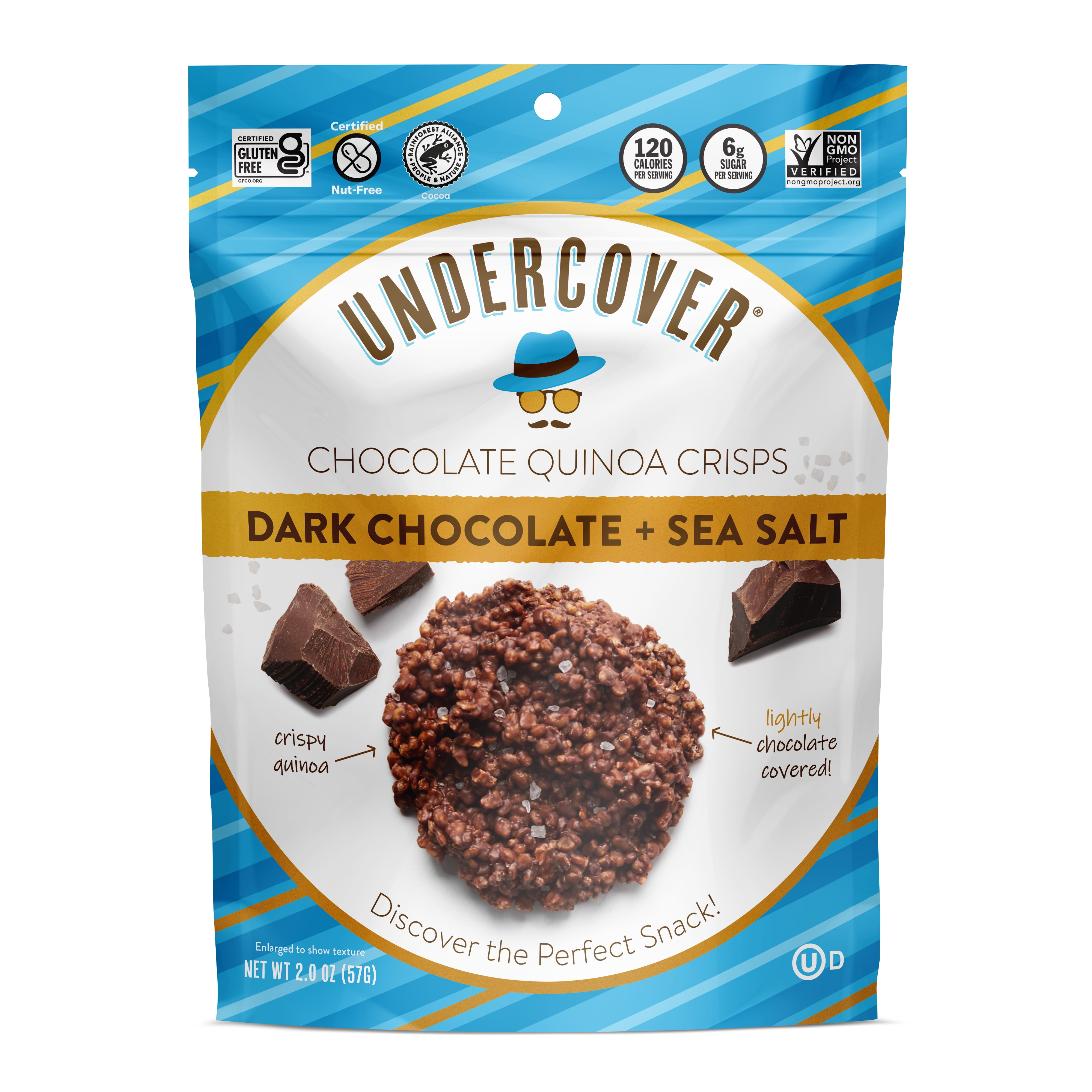 Undercover Quinoa Dark Chocolate + Sea Salt Crispy Quinoa Snack, 2 oz