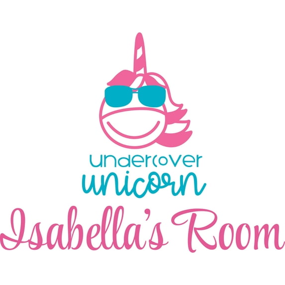 Undercover Unicorn Unicorns Spy Glass Customized Wall Decal - Custom Vinyl Wall Art - Personalized Name - Baby Girls Boys Kids Bedroom Wall Decal Room Decor Wall Stickers Decoration Size (20x20 inch)