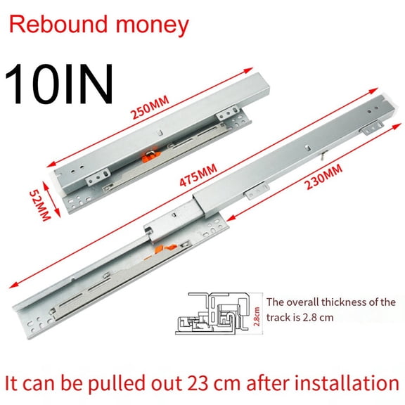 Underfloor Guides, Floor Mounting, Drawer Runners, 1 Pair Of Drawer Runners