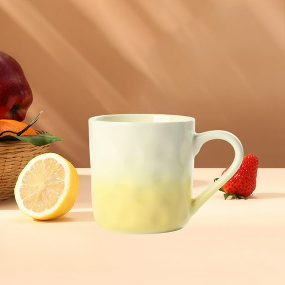 Underglaze Color Gradient Ceramic Mug, 12oz Aesthetic Cream-Style Breakfast Cup, Customizable Handmade Mug for Coffee, Tea, Hot Chocolate (Yellow Gradient)