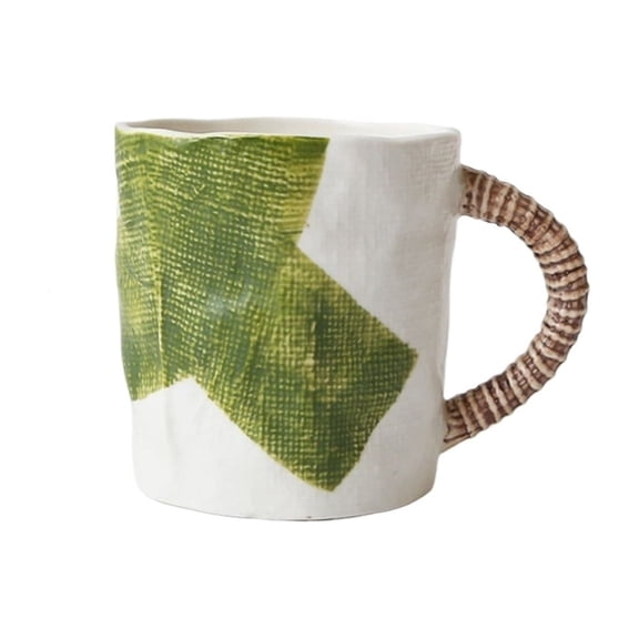 Underglaze Colored Ceramic Mug Cafe Hand Painted Textured Coffee Cup with Handle