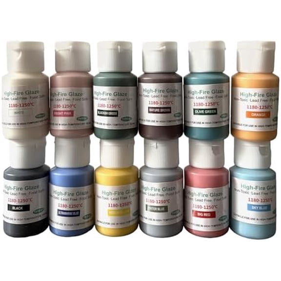 Underglaze Set - 2 fl oz/60 ml, Concentrated Opaque Liquid Underglaze for pottery bisque, Set of 12 Colors for Kids Adults Artists Ceramics Pottery Crafts$$Art & Craft