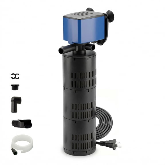 Undergravel Aquarium Filter Medium Size  3-Stage Quiet Filtration System, 475 GPH High-Performance Water Pump for Freshwater & Saltwater Fish Tanks