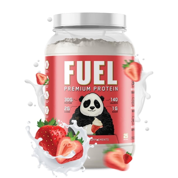 Underground Bio Labs Panda Fuel Premium Protein Whey,Hydrolyzed Collagen,Casein,Probiotics, Enzymes, Keto Friendly,Time Release, 25 Servings (2.5 Pound, Strawberries & Cream)