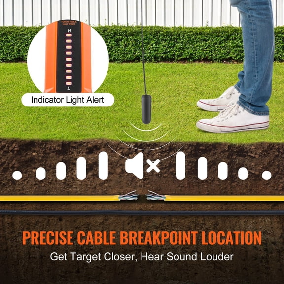 Underground Cable Locator,3 FT Max. Detection Depth,Wire Tracer Break Detector Finder with Earphone,1000 FT Max.Detection Length Cable Tester for Pet Fence Buried Sprinkler Valve Irrigation